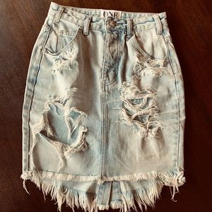 One Teaspoon 2020 Distressed Denim Skirt